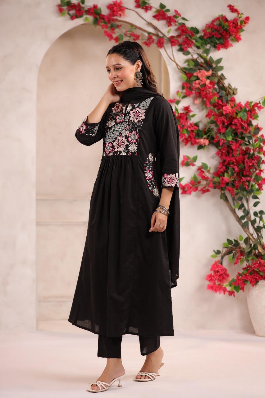 Designer pocket Mul cotton full suit set