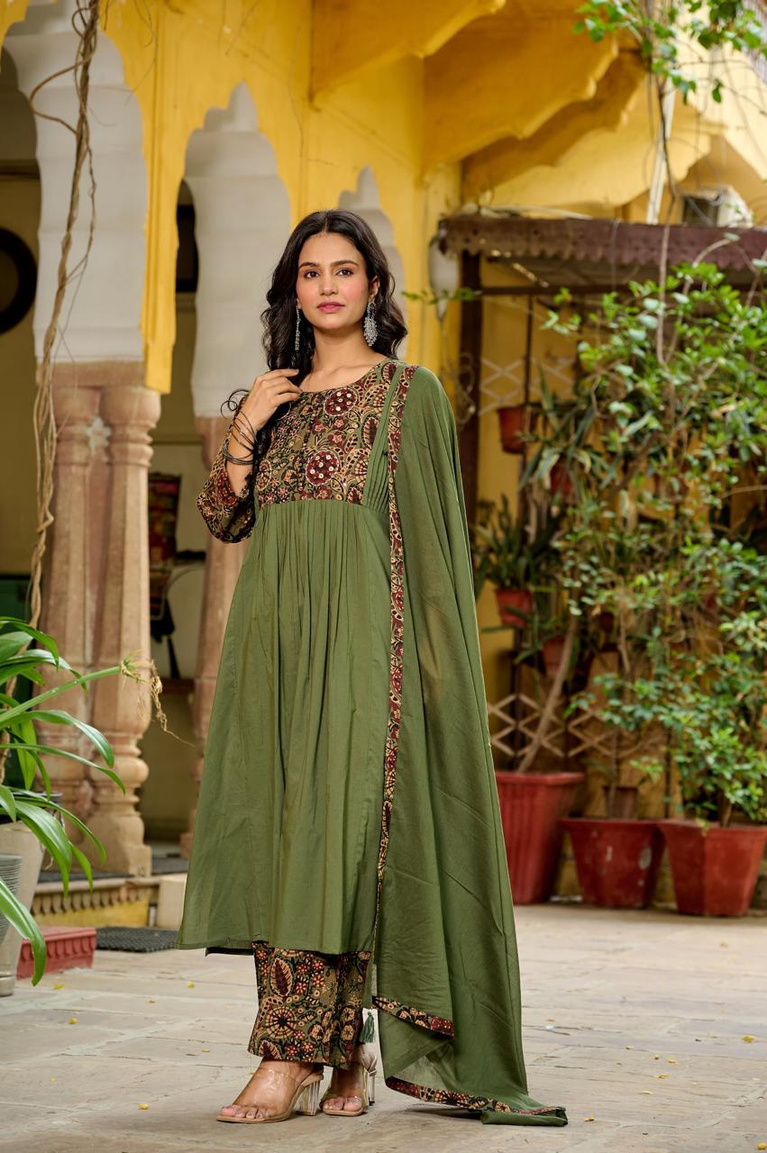 Wow Kalamkari cotton full suit set