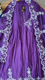 Fully embroidered Mul Chanderi suit set in purple (extra margin available)