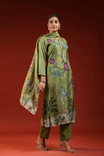 Dola silk with lining full katha stitched suit set