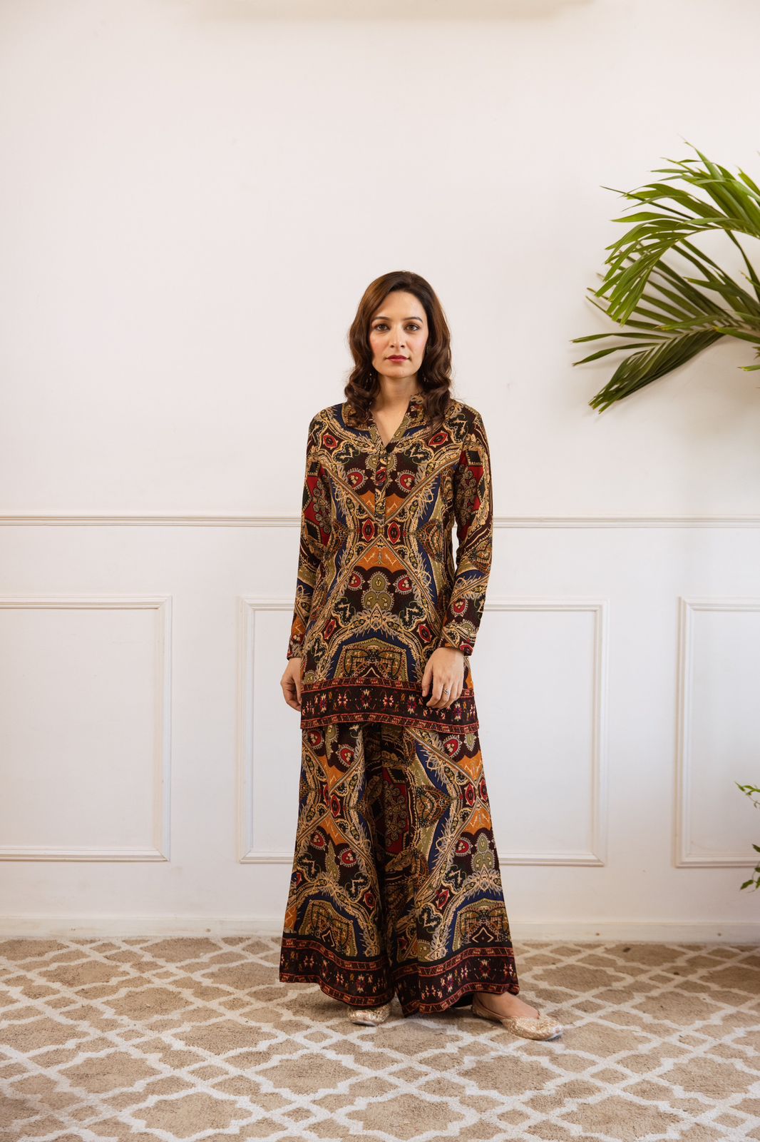 Heavy rayon beautiful co ord set in green