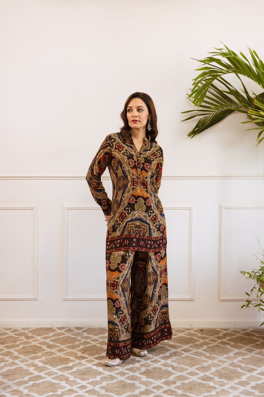 Heavy rayon beautiful co ord set in green