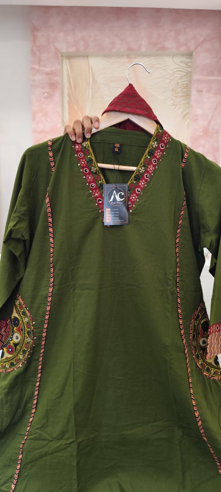 Smart cotton designer pocket suit set in pretty green