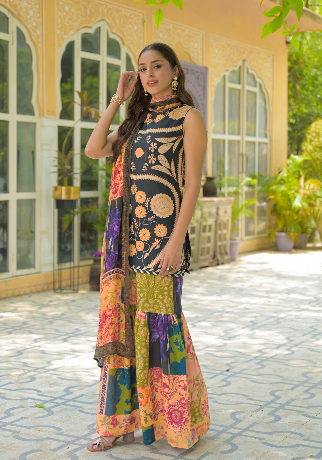 Pretty cotton sharara set (extra sleeves available)