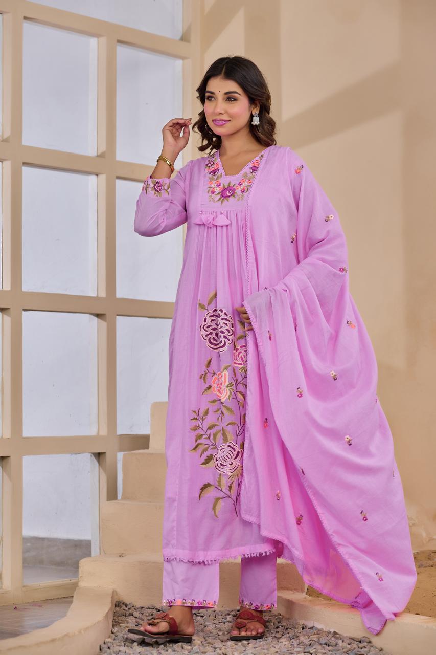 Fully embroidered lining full suit set