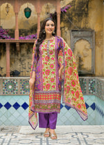 Beautiful floral pure crepe lining suit set