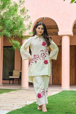 Pretty Mul cotton lining appliqué work co ord set