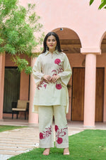 Pretty Mul cotton lining appliqué work co ord set