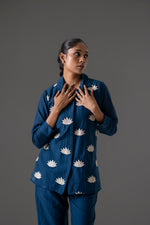 Pretty embroidered Mul Chanderi suit set in blue