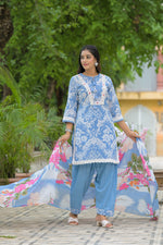 Designer pure cotton lace detailing suit set