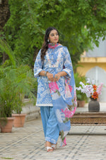 Designer pure cotton lace detailing suit set