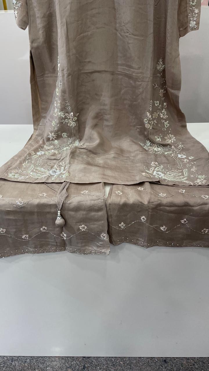 Pure chinon hand work suit set