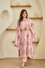 Smart digital printed cotton V neck suit set