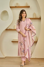 Smart digital printed cotton V neck suit set