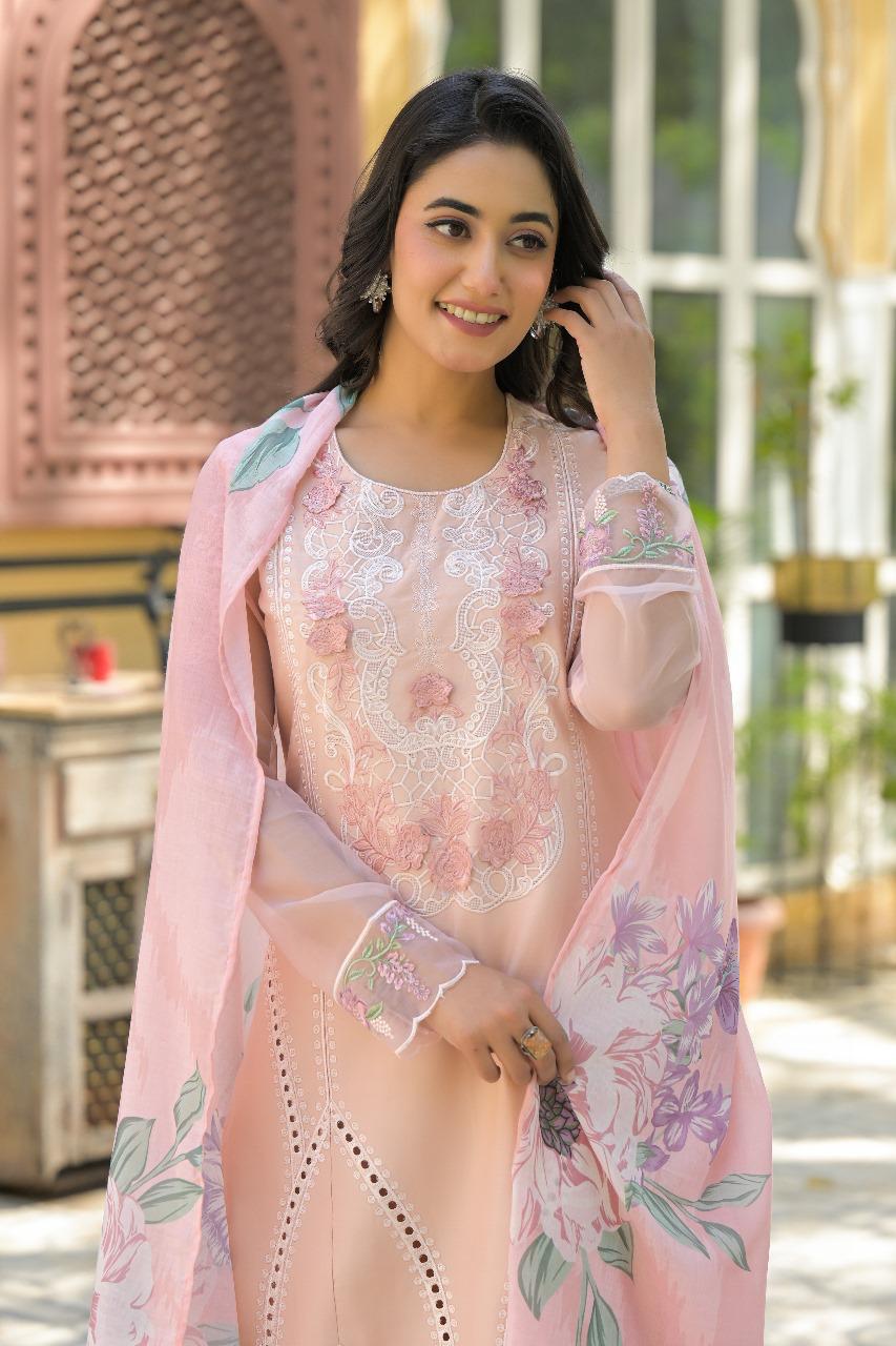 Premium cotton lace detailing suit set