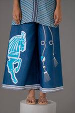 Smart denim cotton pant paired with Mul silk top