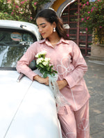 Peach embroidered cotton co ord