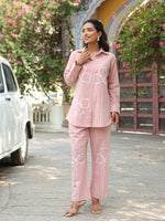 Peach embroidered cotton co ord
