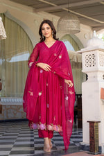 Smart Mul Chanderi suit set in pink