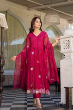 Smart Mul Chanderi suit set in pink