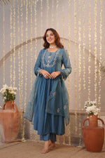 Perfect! Pure Mul Chanderi suit set with organza dupatta