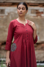 Smart designer pocket and back red co ord set