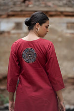 Smart designer pocket and back red co ord set