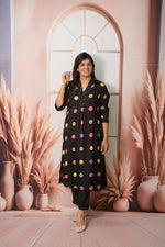 Polka dot pure Mul silk kurta pant