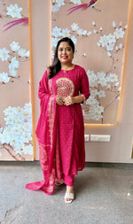 Beautiful Rani pink Zari detailing suit set