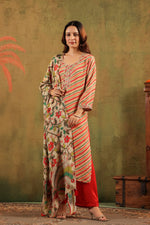 Pure Mul silk Lehariya kurta paired with shantoon bottom and a Kalamkari dupatta