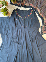 Pure cotton embroidered suit set paired with Kalamkari dupatta