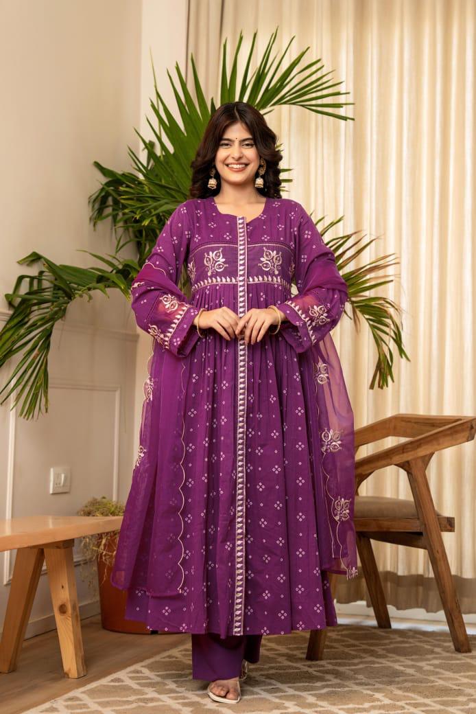 Gorgeous Jamuni Mul Chanderi suit set
