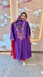 Pure cotton purple embroidered suit set