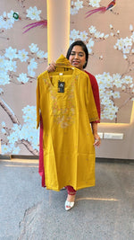 Pure cotton yellow embroidered suit set