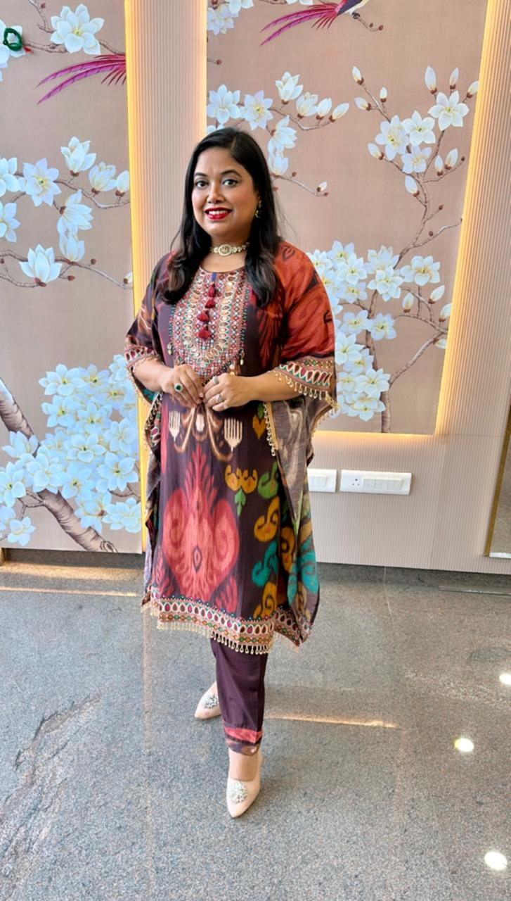 Pure cotton Patola kaftan with beautiful embellishment