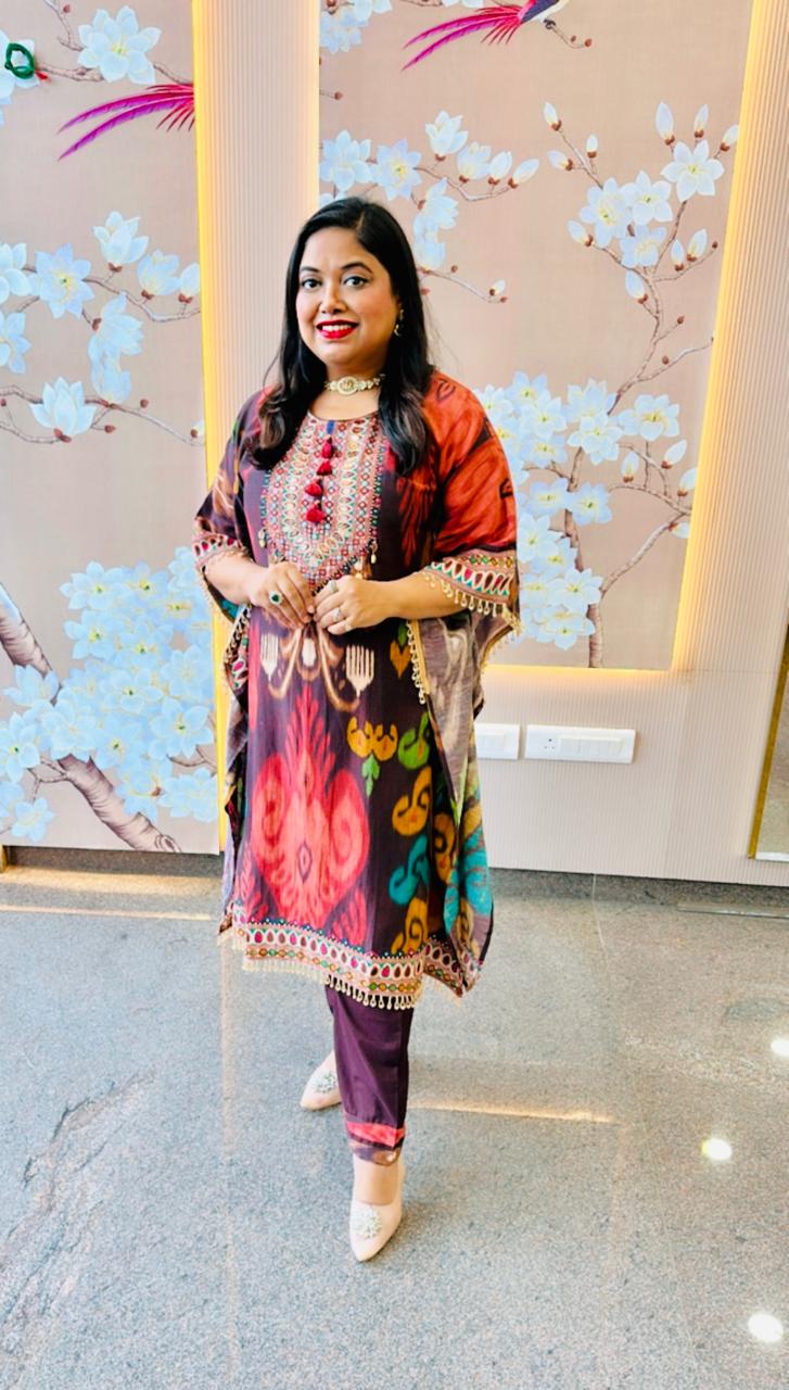 Pure cotton Patola kaftan with beautiful embellishment