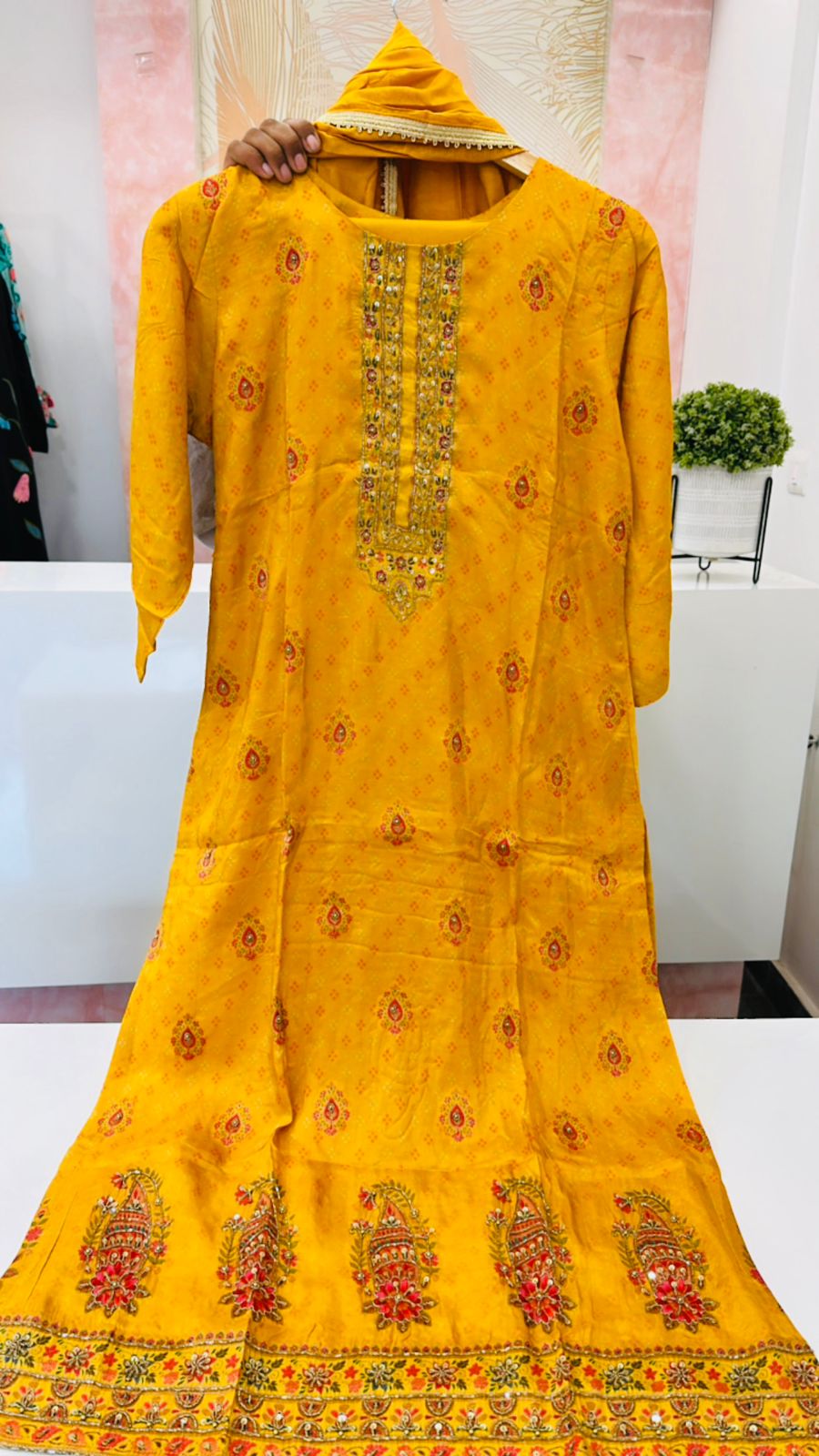 Beautiful Dola silk suit set with hand work