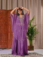 Pretty purple chinon skirt paired with a blouse and a handwork organza jacket