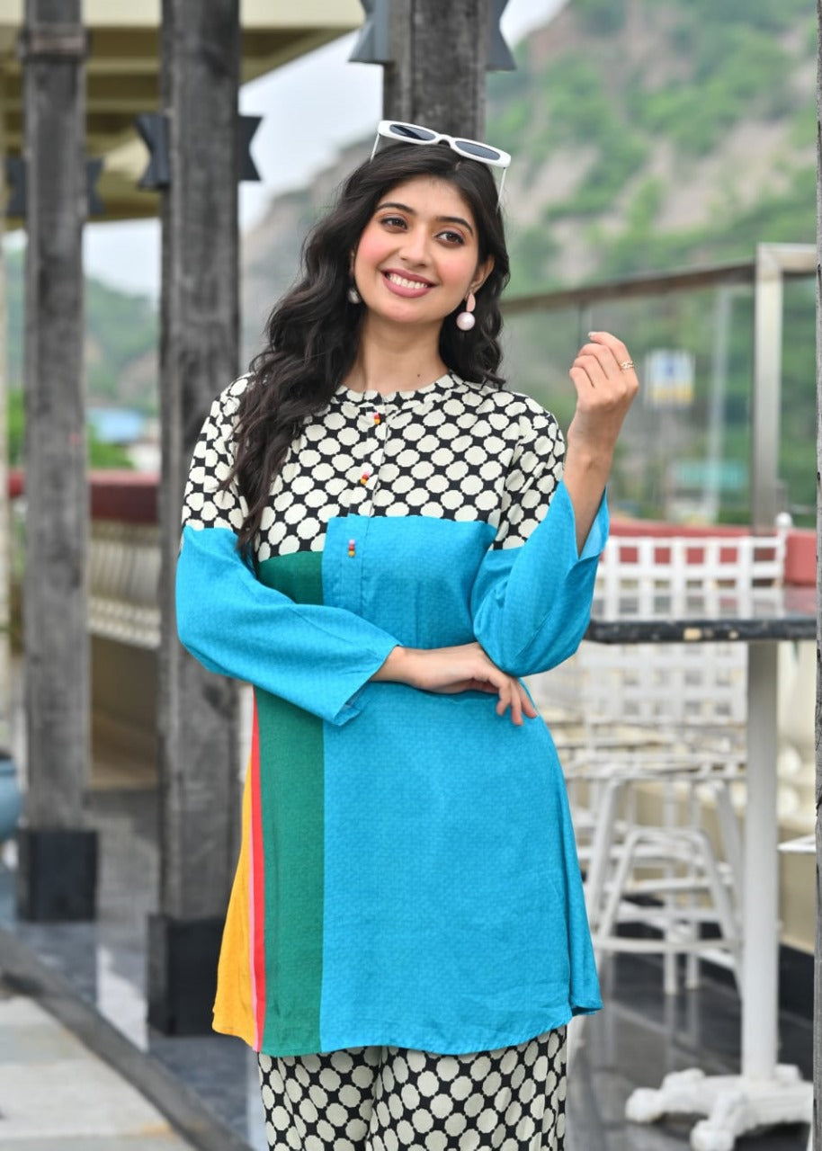 Gorgeous Mul silk chequered co ord set