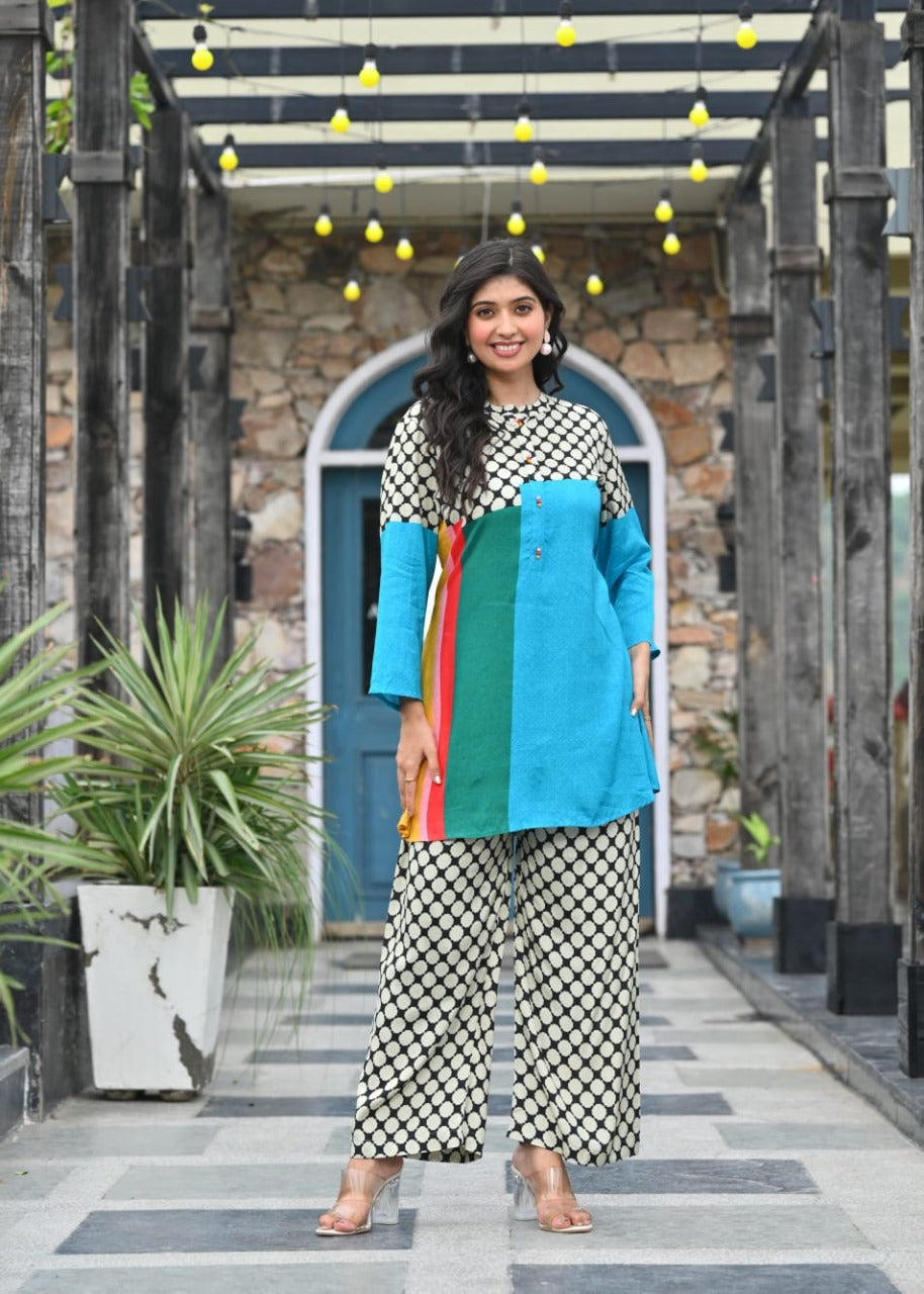 Gorgeous Mul silk chequered co ord set