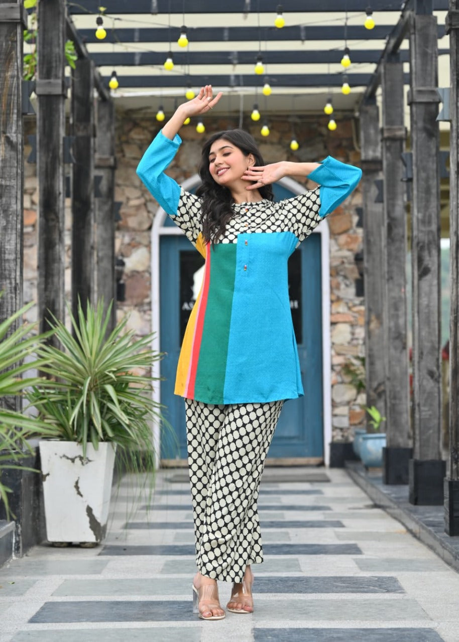 Gorgeous Mul silk chequered co ord set