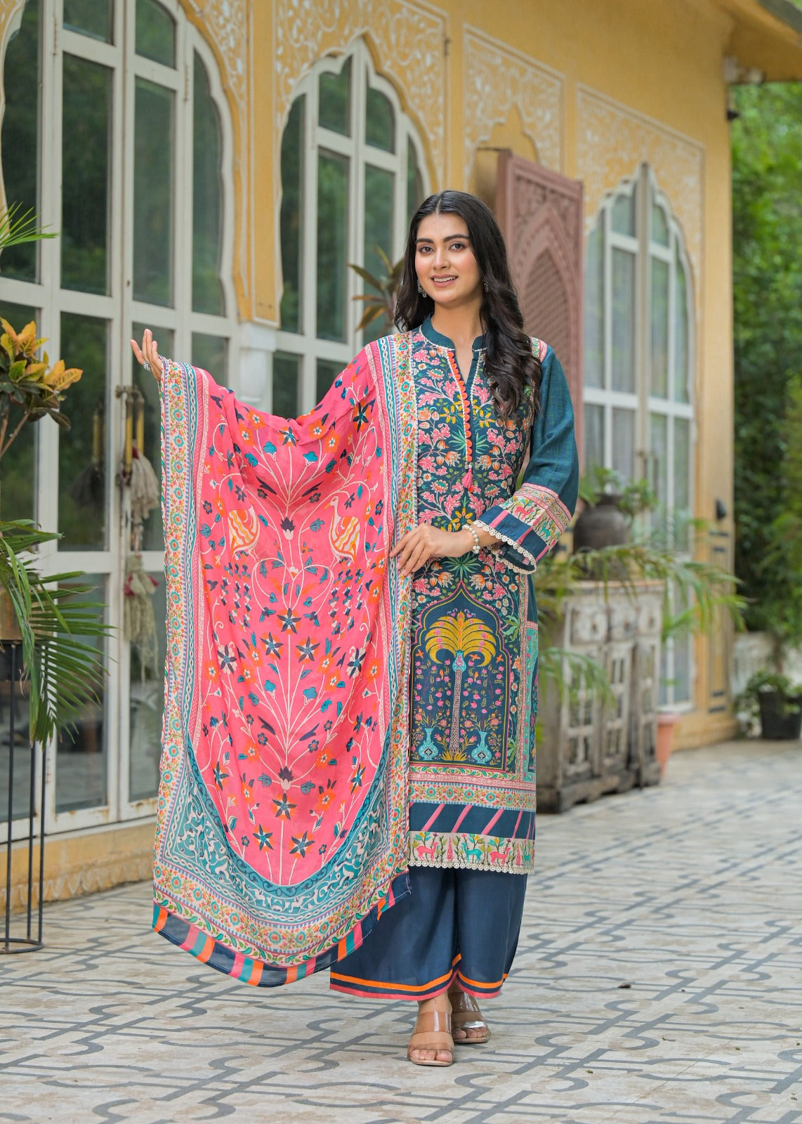 Wow smart digital printed cotton full suit set