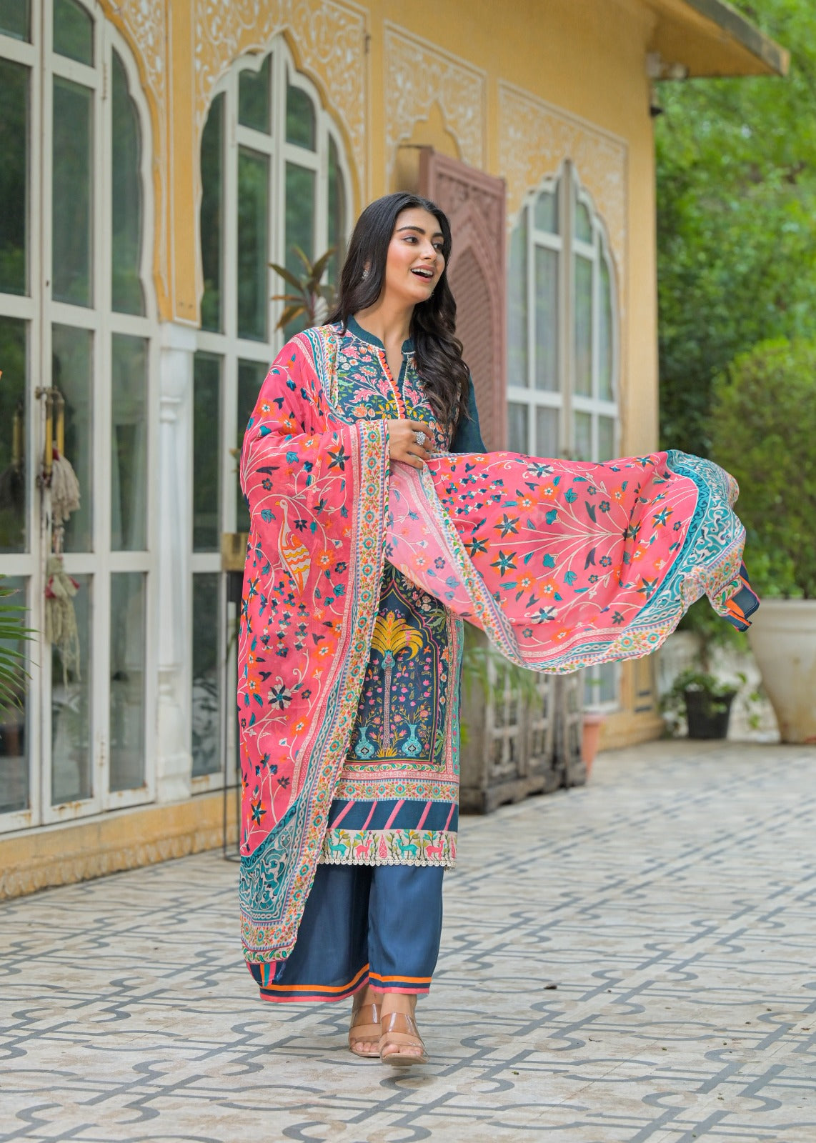 Wow smart digital printed cotton full suit set