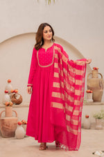 Beautiful Mul Chanderi suit set paired with tissue dupatta