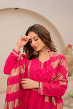 Beautiful Mul Chanderi suit set paired with tissue dupatta