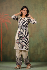 Smart pure crepe co ord in black n white