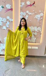 Pretty Mul cotton embroidered lining full suit set in green