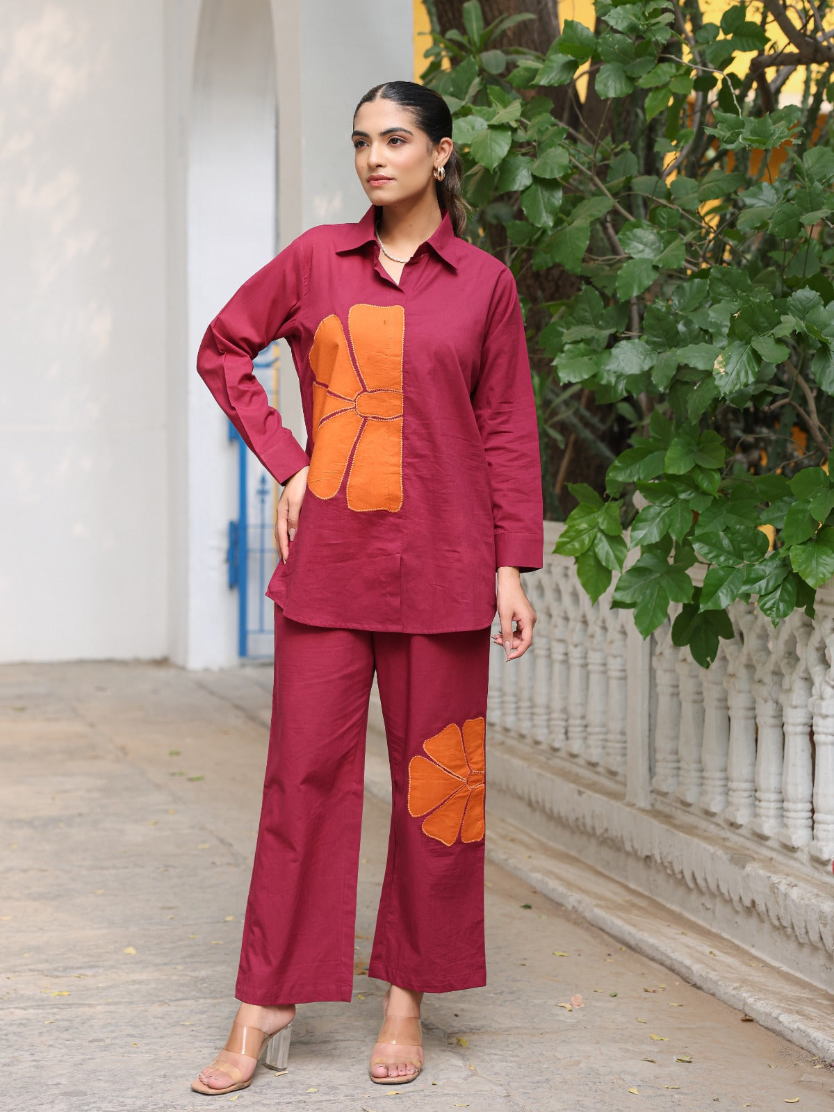 Pure cotton appliqué work co ord