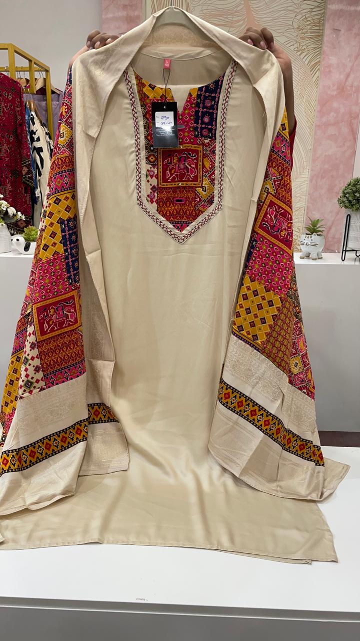 Gaji silk suit set paired with a pretty dupatta