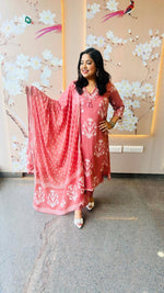 Smart cotton V neck real mirror full suit set in pink